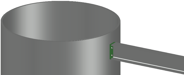 Exemple d'une platine d'extrémité dessinée contre un profil cylindrique