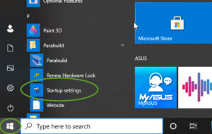 Où trouver l’outil parabuild Paramètres de démarrage dans Windows
